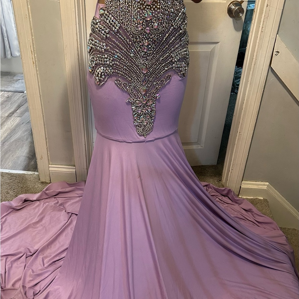 Elegant Lavender Beaded Gown